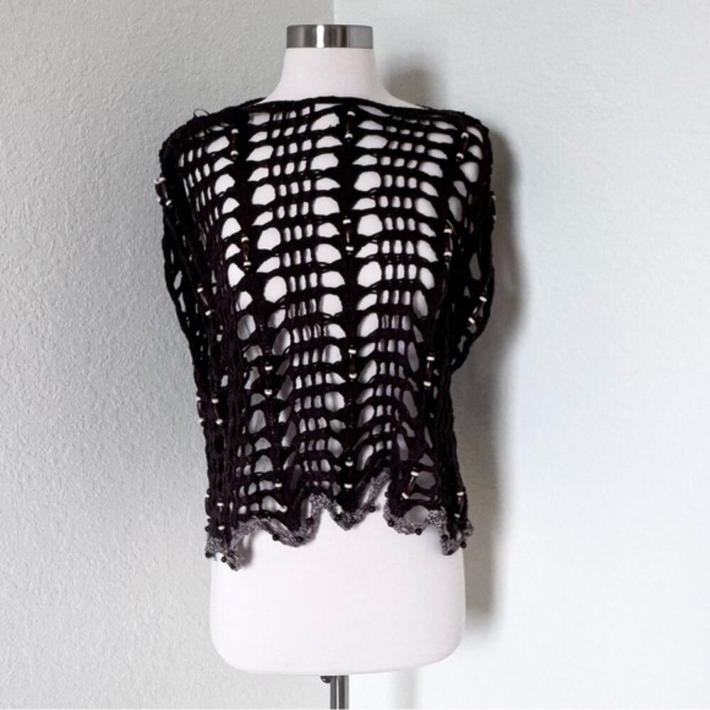 Zara Black Crochet Open-Knit Top